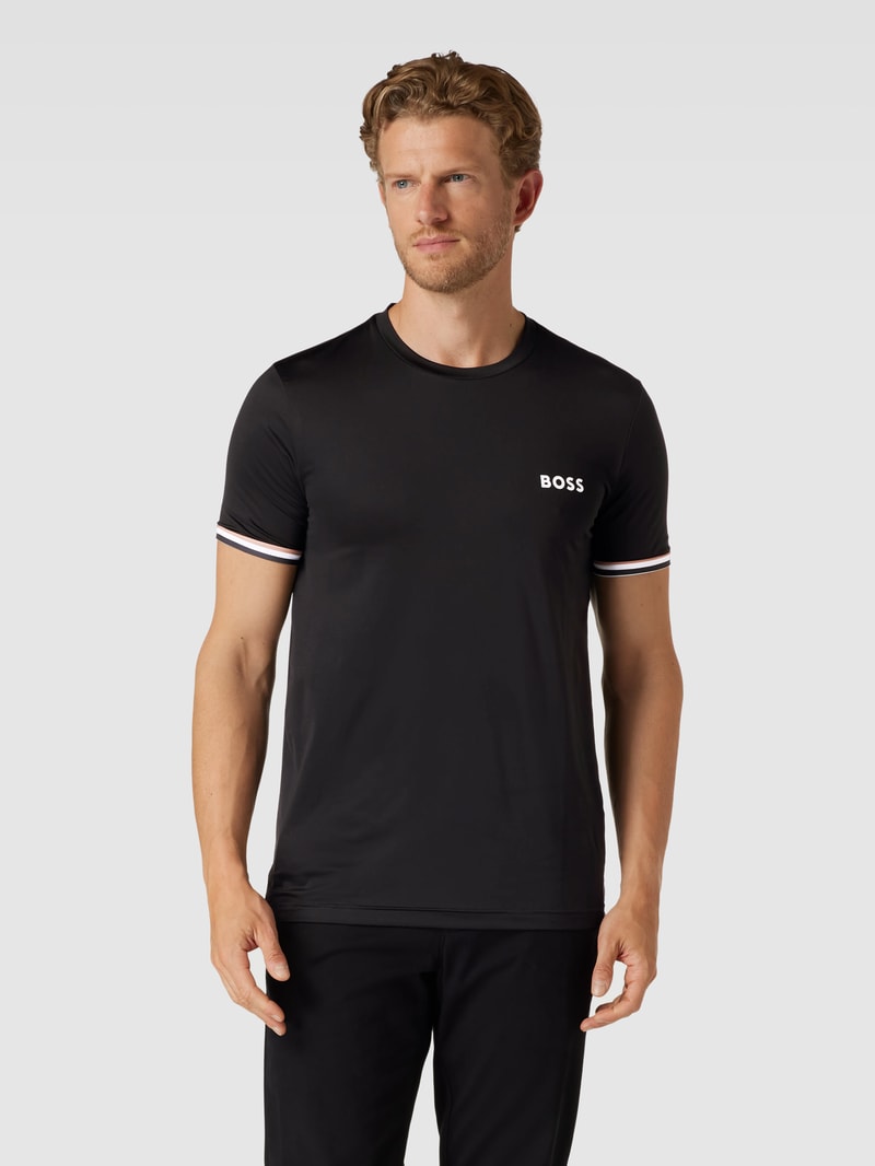 T-Shirt mit Label-Print in schwarz