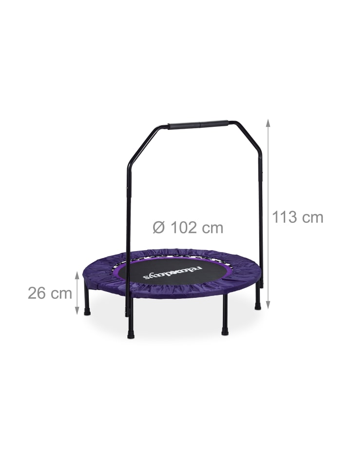 relaxdays Trampolin mit Haltestange in Schwarz-Lila - Ø 102 cm günstig kaufen onesize