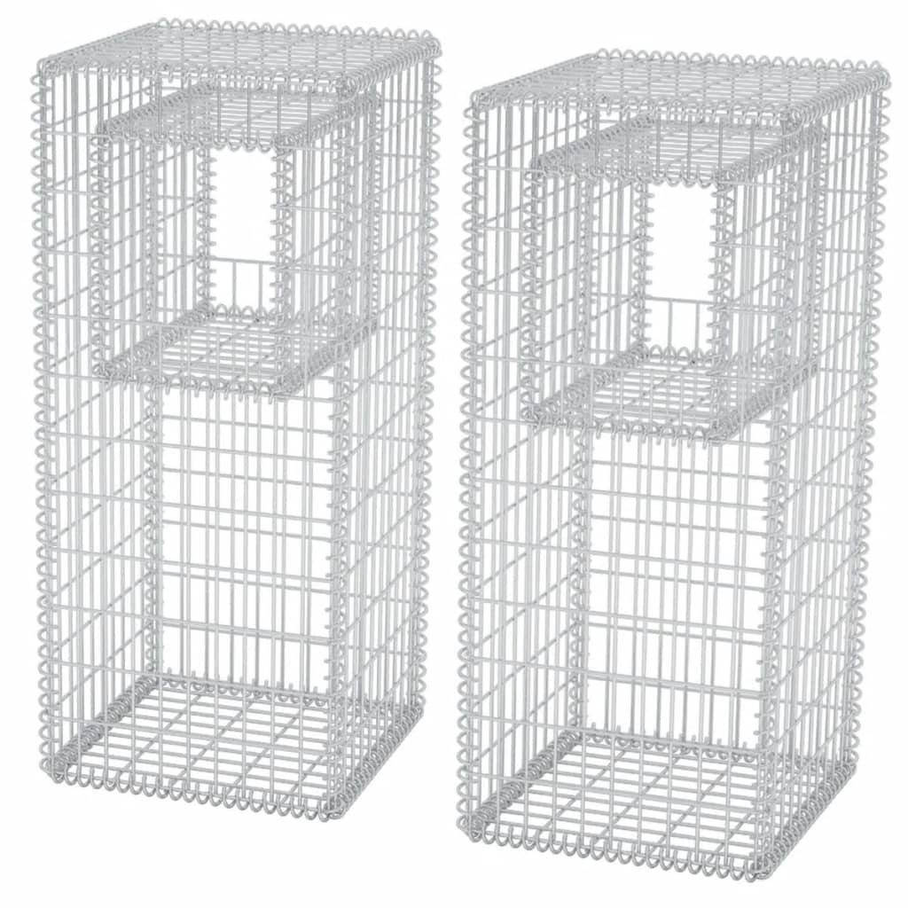vidaXL Zaunpfosten Gabionenkorb Pfosten/Pflanzkasten 2 Stk. Stahl 50×50×120 cm, (2-St)