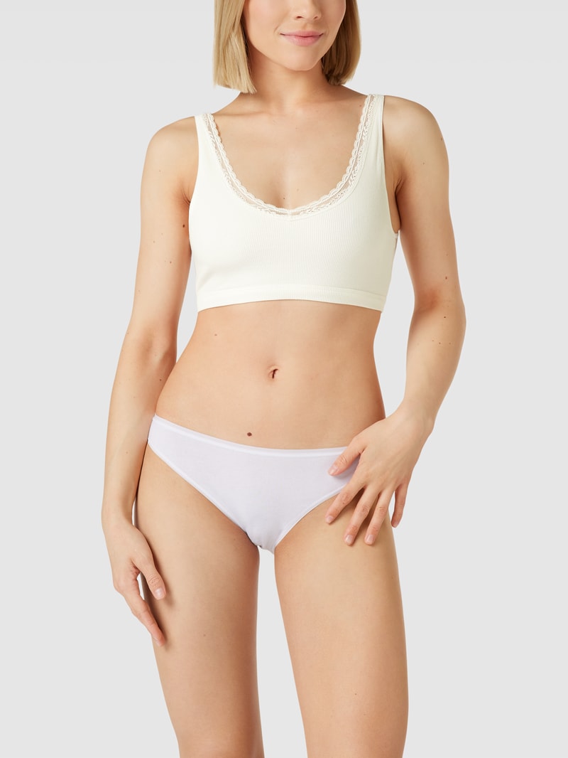 Bralette mit Spitzenbesatz Modell 'Yvonne' in weiß