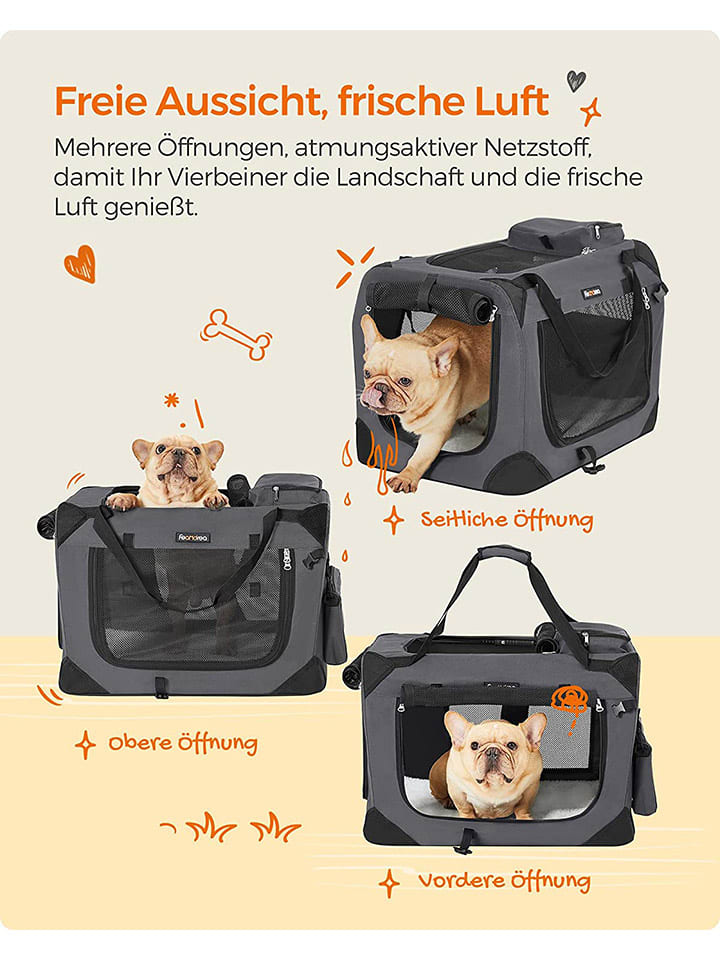 Songmics Transportbox in Grau/ Schwarz - (B)60 x (H)42 x (T)42 cm günstig kaufen onesize