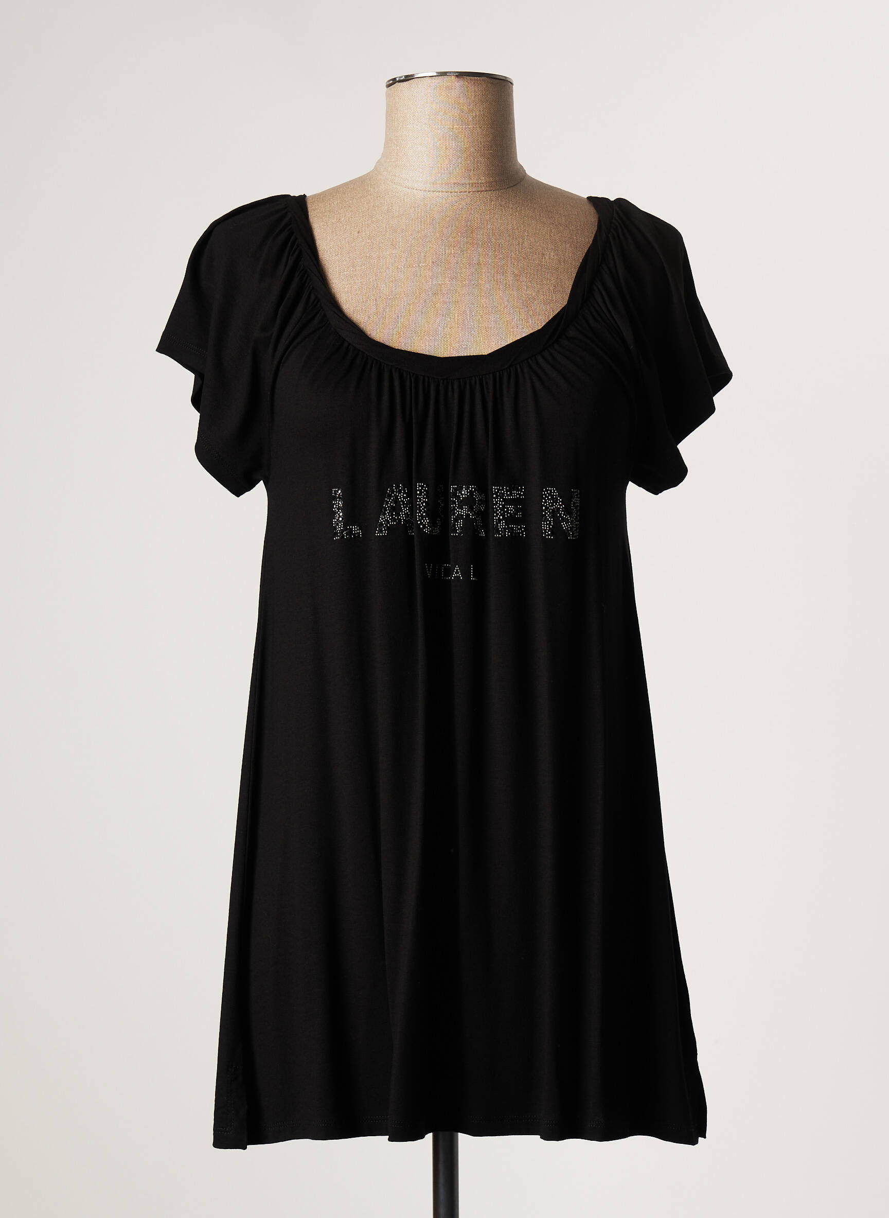 Lauren Vidal Tuniquemanchecourte Femme couleur noir
