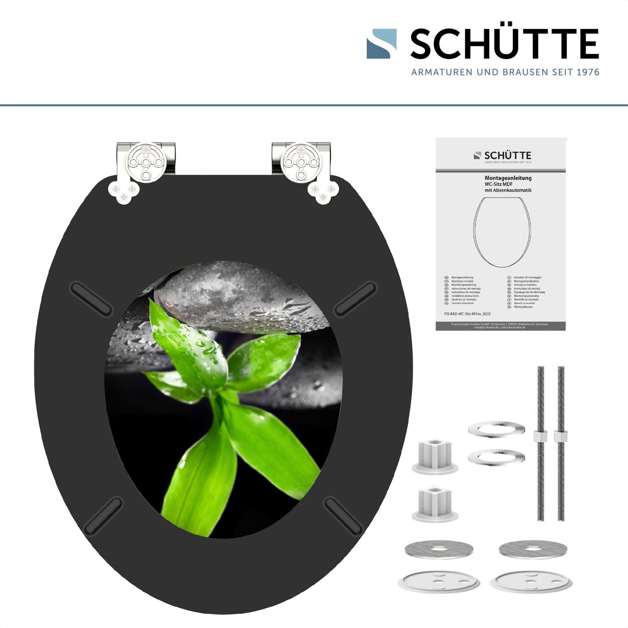 Schütte MDF WC Sitz DARK STONES AND BAMBOO Toilettendeckel mit Absenkautomatik