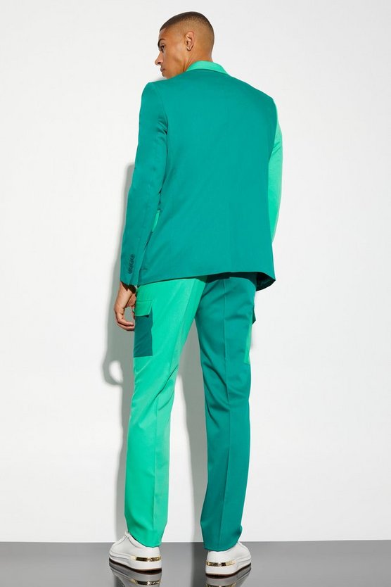 Kastige Oversize Colorblock Anzugjacke