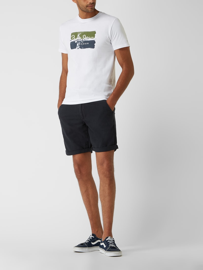 Regular Fit Shorts mit Leinen-Anteil in marineblau