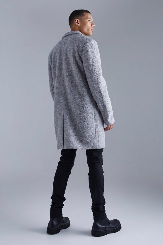Tall einreihiger Bouclee-Mantel
