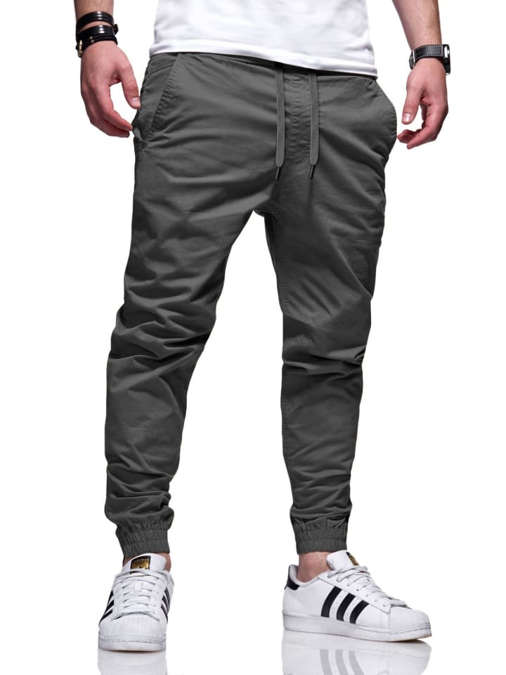 behype Chinohose - BHFORLI Jogger Chino Jeans Hose Stoffhose in Dark Grey günstig kaufen