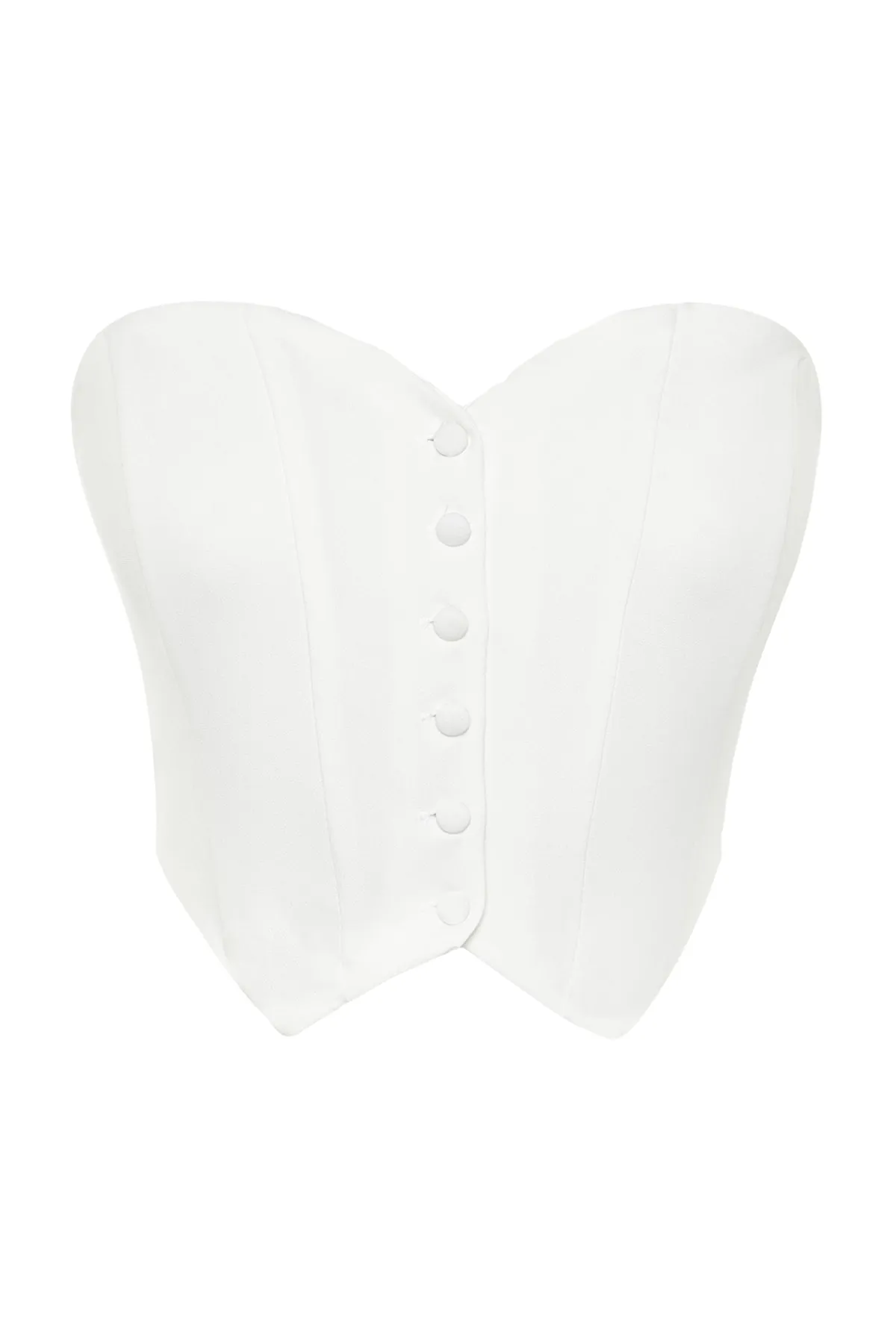 Trendyol Collection  Ecrufarbenes, bauchfreies, gefüttertes Bustier aus Webstoff TPRSS23BS00045