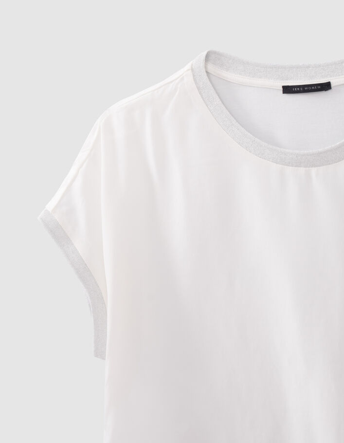Top blanc cassé bi matière à nouer côté Femme