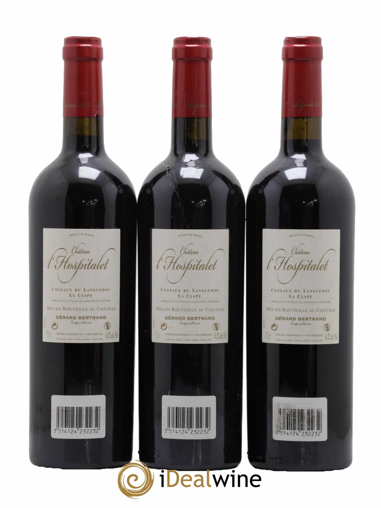 Coteaux du Languedoc La Clape Château L'Hospitalet Gerard Bertrand  2009 - Lot de 6 Bouteilles