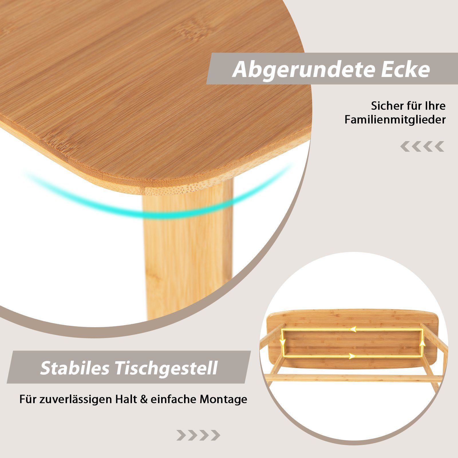 COSTWAY Bartisch Stehtisch 120 x 45 x 99 cm, Bambus