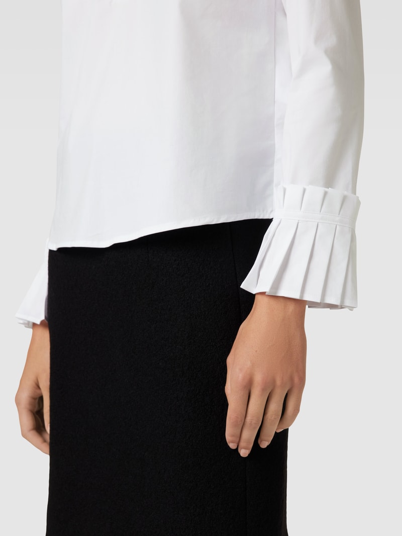Bluse mit Tunikakragen in weiß