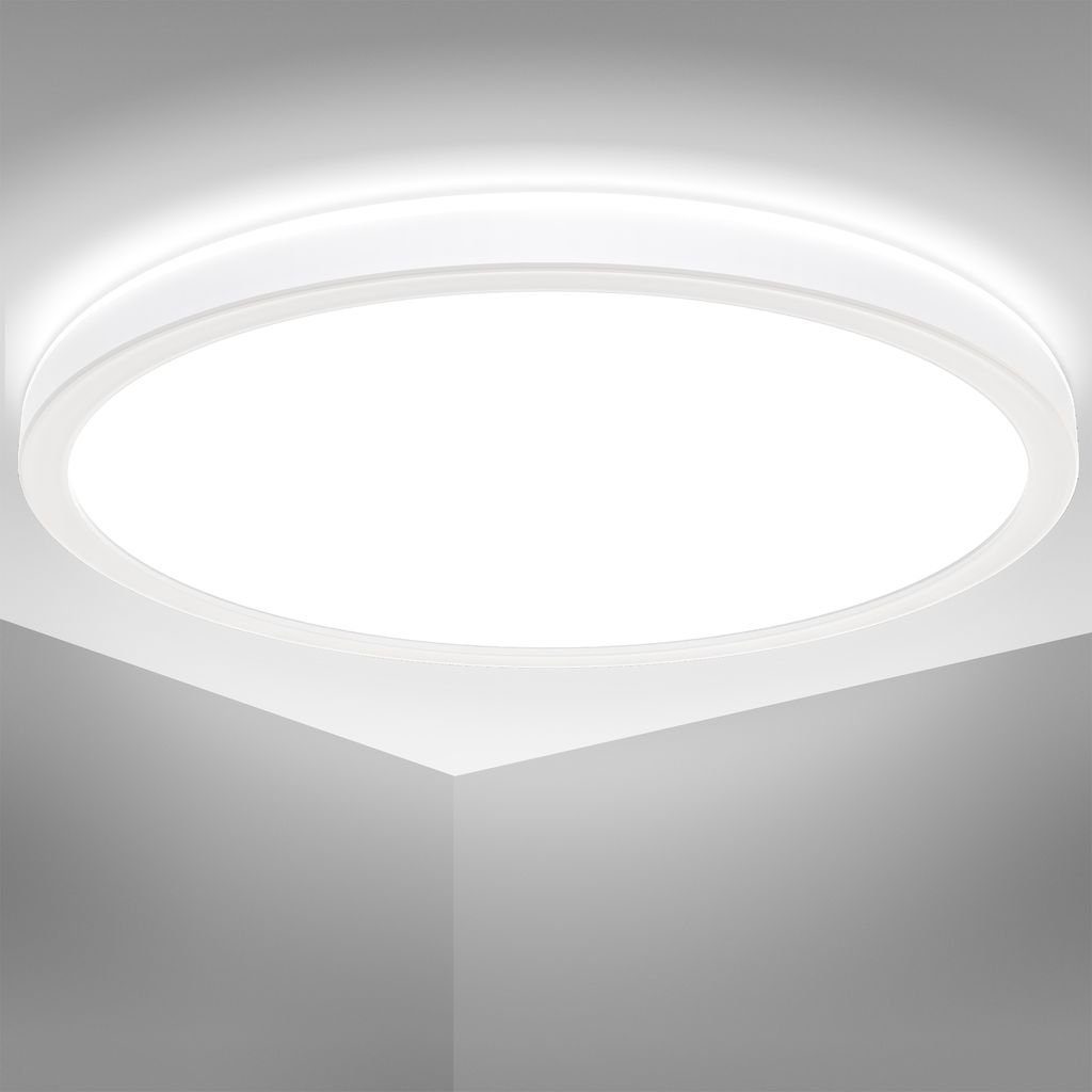 B.K.Licht Deckenleuchte Deckenlampe 18W 2.400lm IP44 4.000K - BKL1558, LED fest integriert, Spritzwasserschutz Ultraflach Ø290x35 mm (DxH)