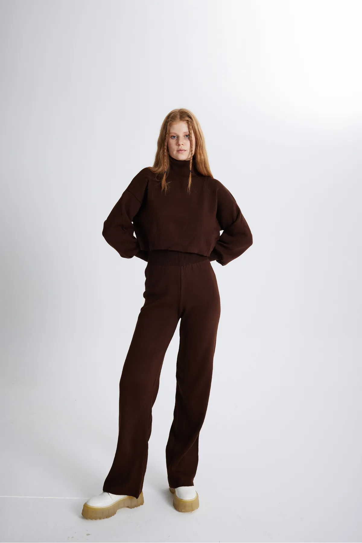 HOLLY LOLLY  Bottom Top Strickwaren Thinky Suit Braun