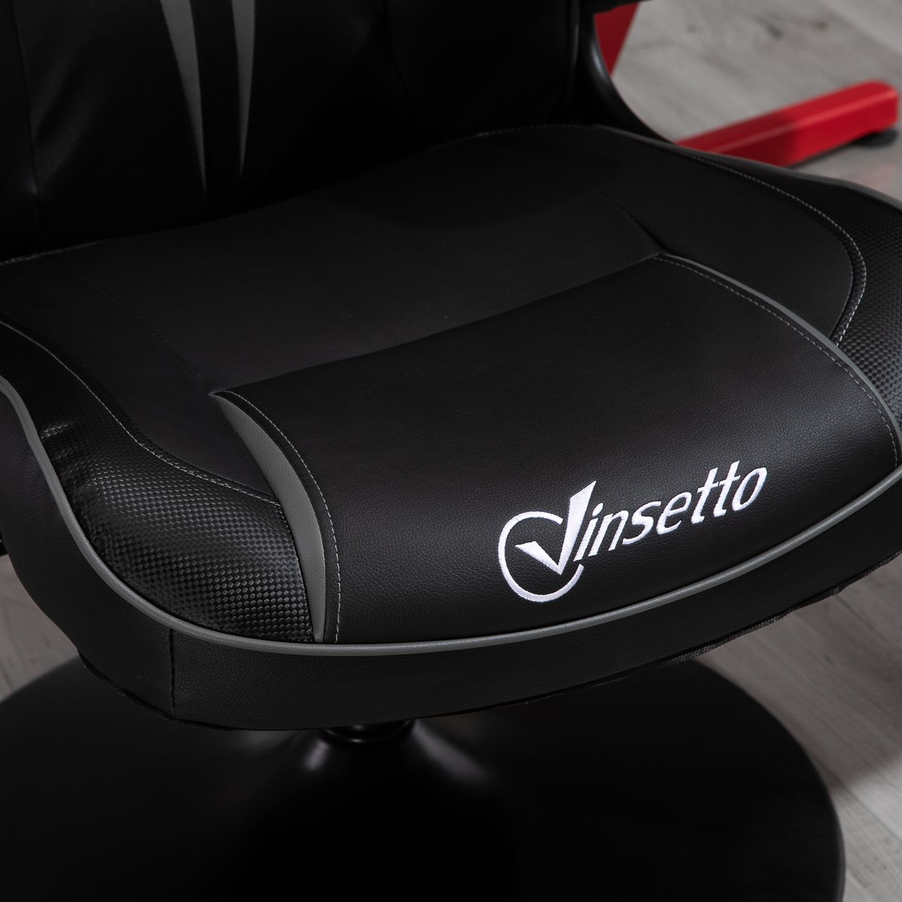 Vinsetto Gaming Stuhl Ergonomischer Computerstuhl mit Wippenfunktion Drehstuhl höhenverstellbar Stahl Schwarz Grau 67 x 75 x 106-112 cm