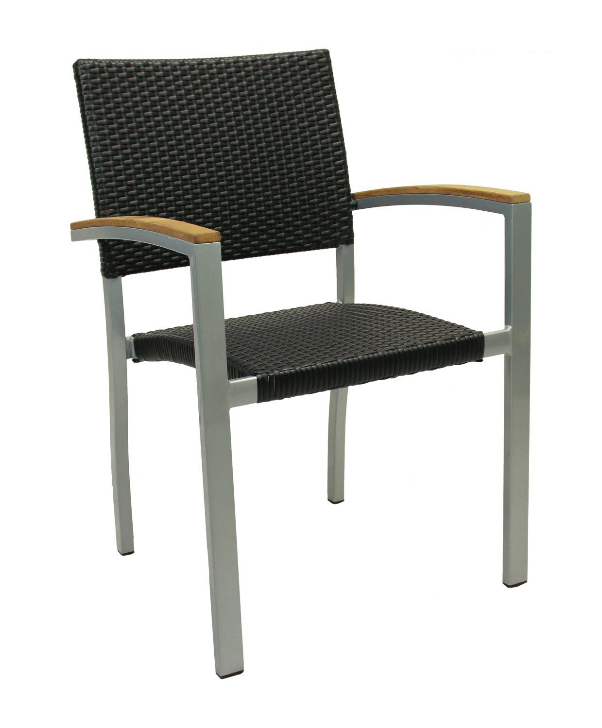 Konway Stapelstuhl BORNEO (4 St), 4x KONWAY® BORNEO Stapelsessel Schwarz Premium Polyrattan Sessel