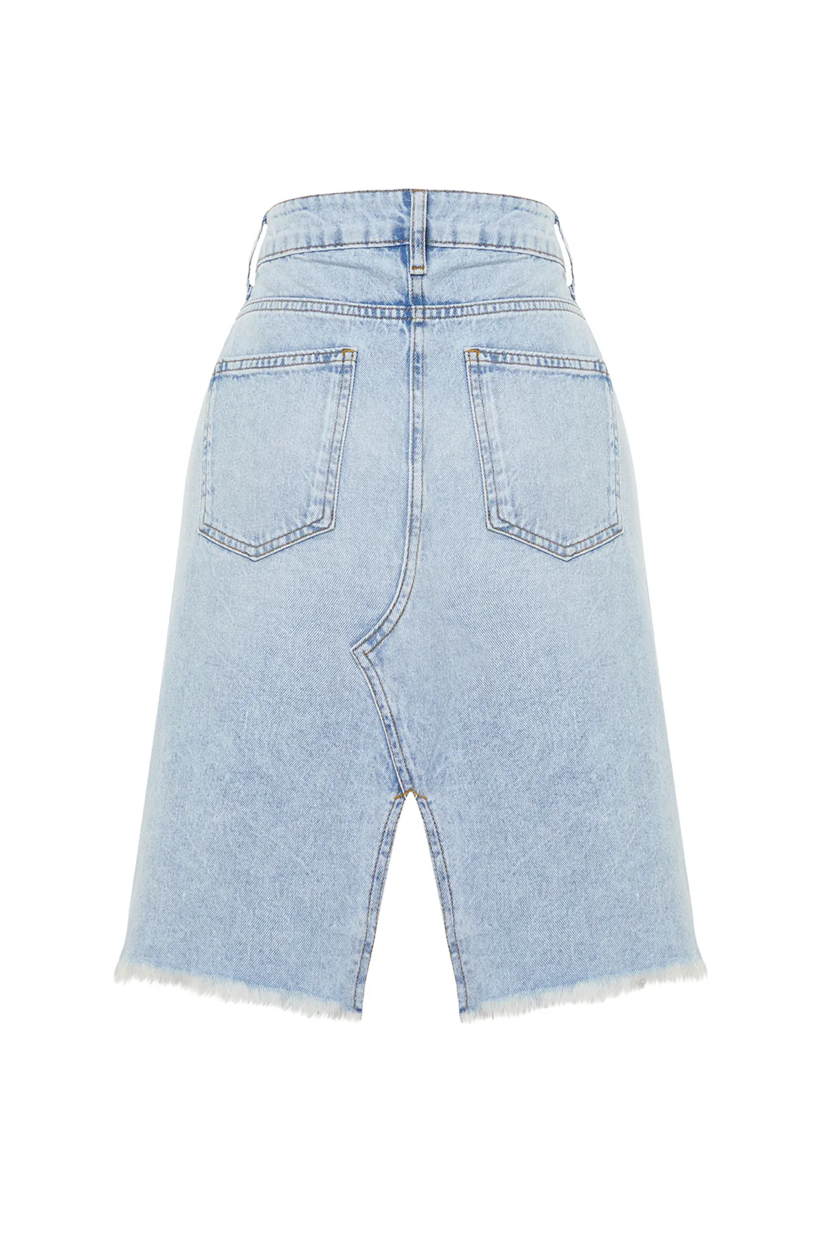 Trendyol Collection  Blauer Jeansrock mit Nähten und detaillierten Details TWOSS24ET00094