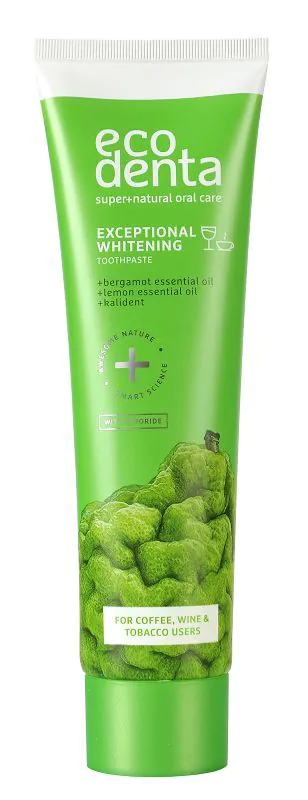 „Ecodenta“ balinamoji dantų pasta su bergamočių, citrinų eteriniais aliejais ir Kalident