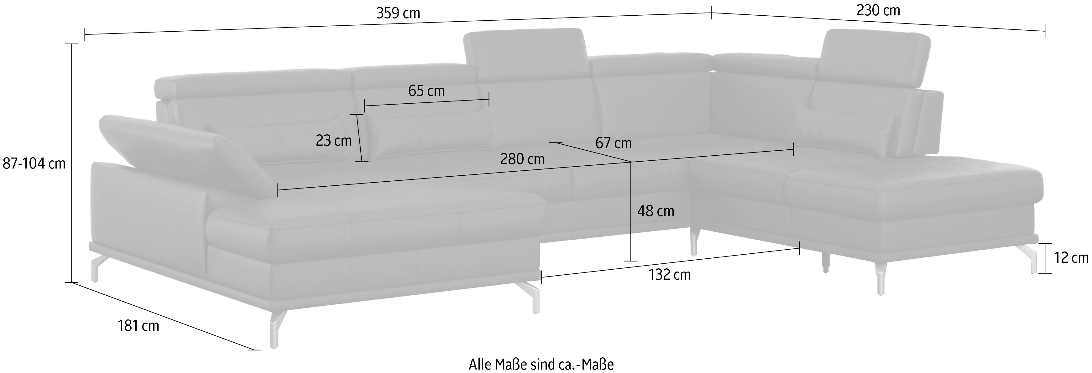 sit&more Wohnlandschaft Cabrio, Sitztiefenverstellung und Federkern, jeweils inklusive 3 Nierenkissen