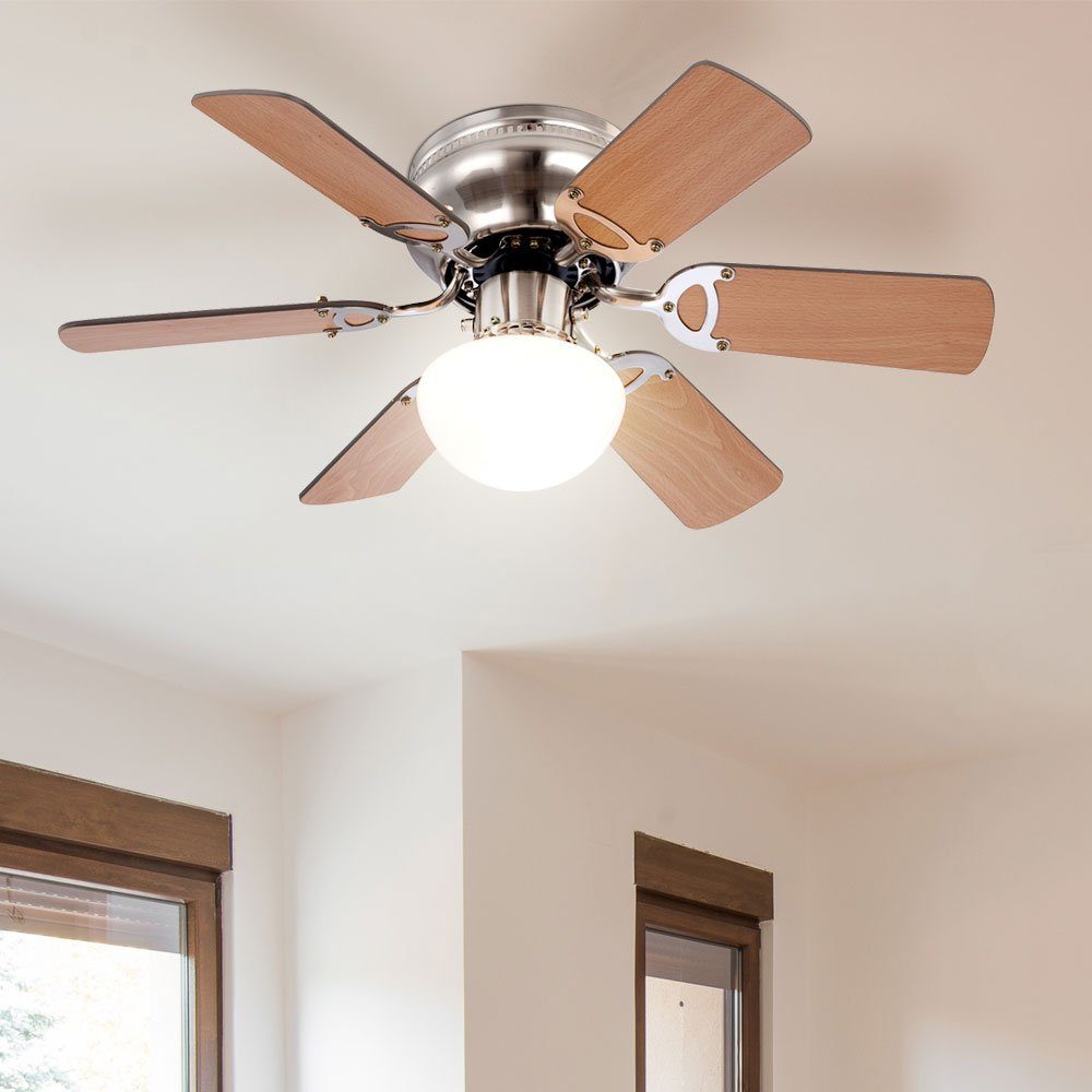 etc-shop Deckenventilator, Deckenventilator mit Beleuchtung und Zugschalter 2 Flügelfarben