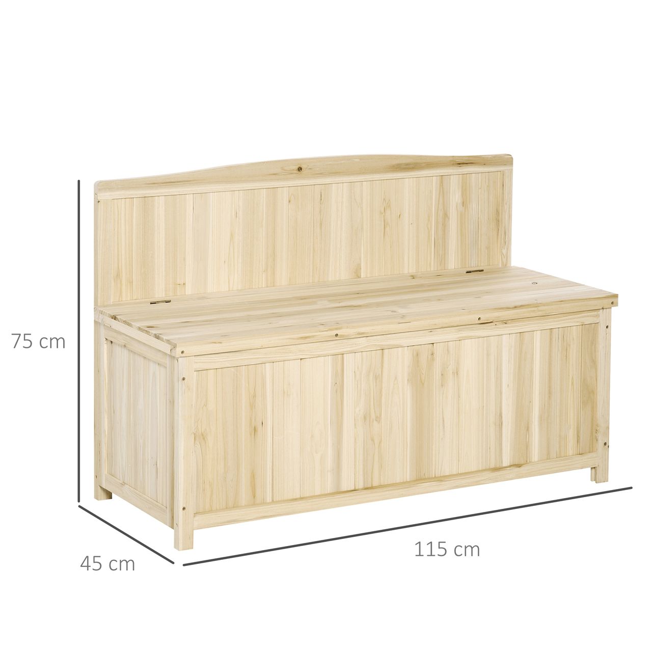 Outsunny Gartenbank mit Stauraum Natur 115 x 45 x 75 cm