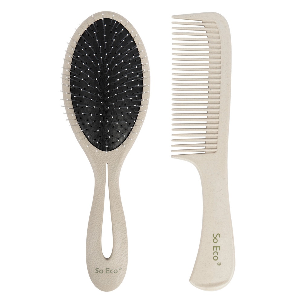 so eco Set de coiffure Brosse et Peigne Naturels Set de Coiffure