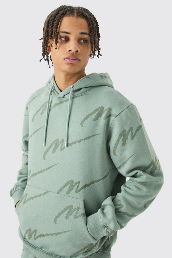 Man Signature Hoodie mit Print