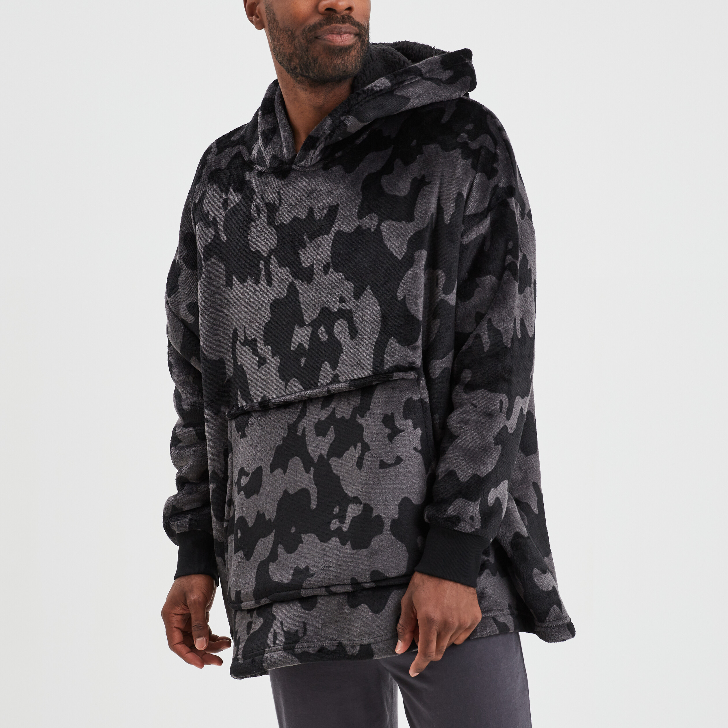 Sweat de pyjama oversize velours noir homme | La Halle