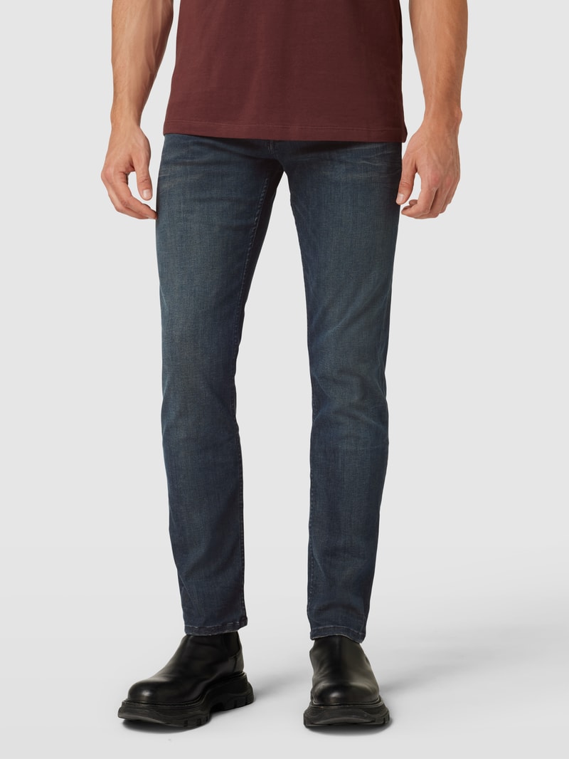 Slim Fit Jeans mit Label-Patch Modell 'Delaware' in dunkelblau