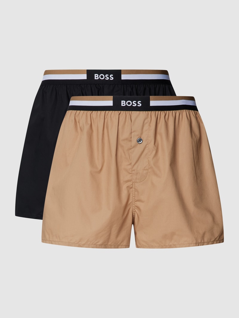 Boxershorts mit Logo-Bund im 2er-Pack Modell 'Boxer' in camel
