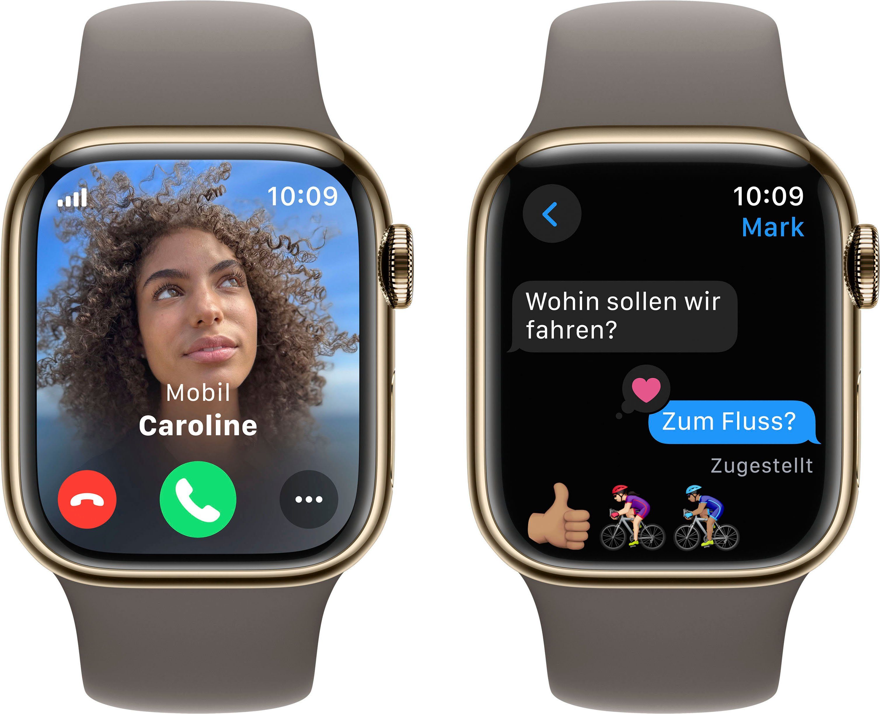Apple Watch Series 9 GPS + Cellular 41mm Edelstahl Smartwatch (4,1 cm/1,61 Zoll, Watch OS 10), Sport Band
