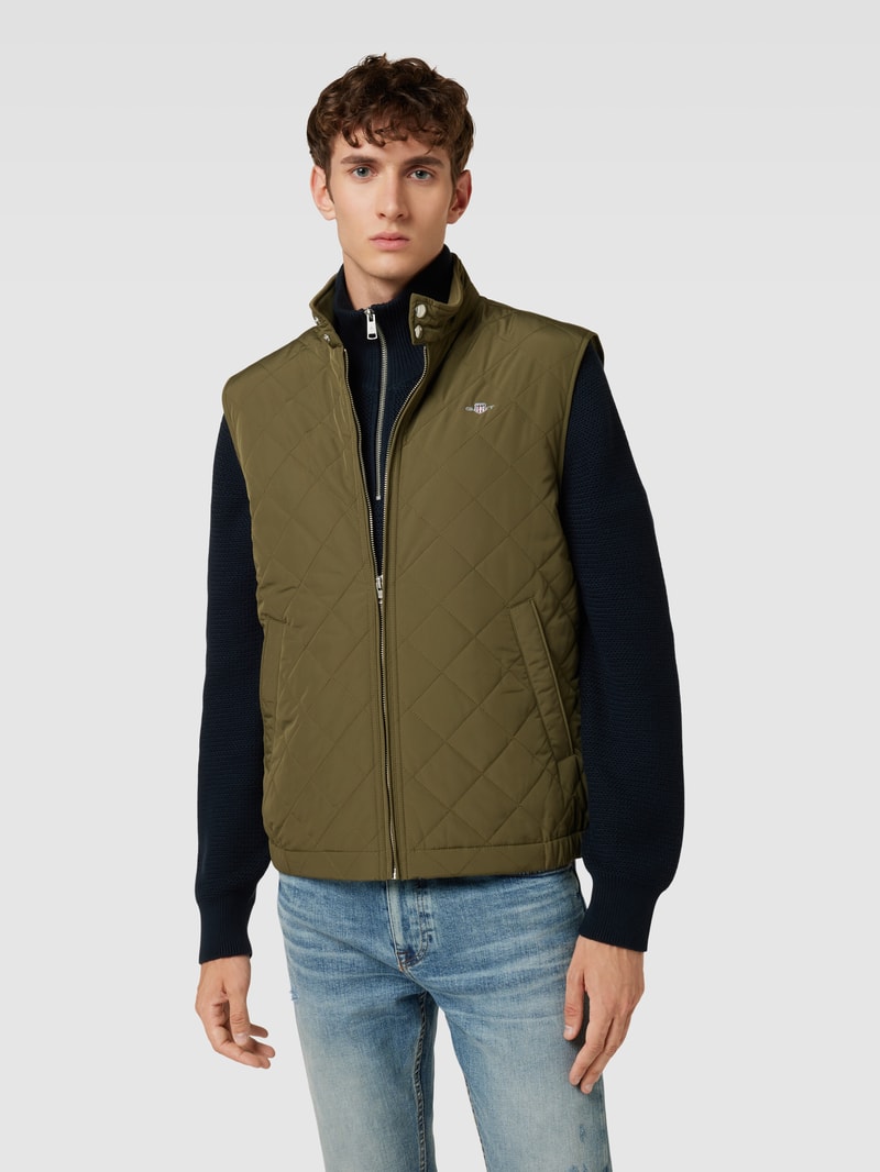 Weste mit Label-Stitching in olivgrün