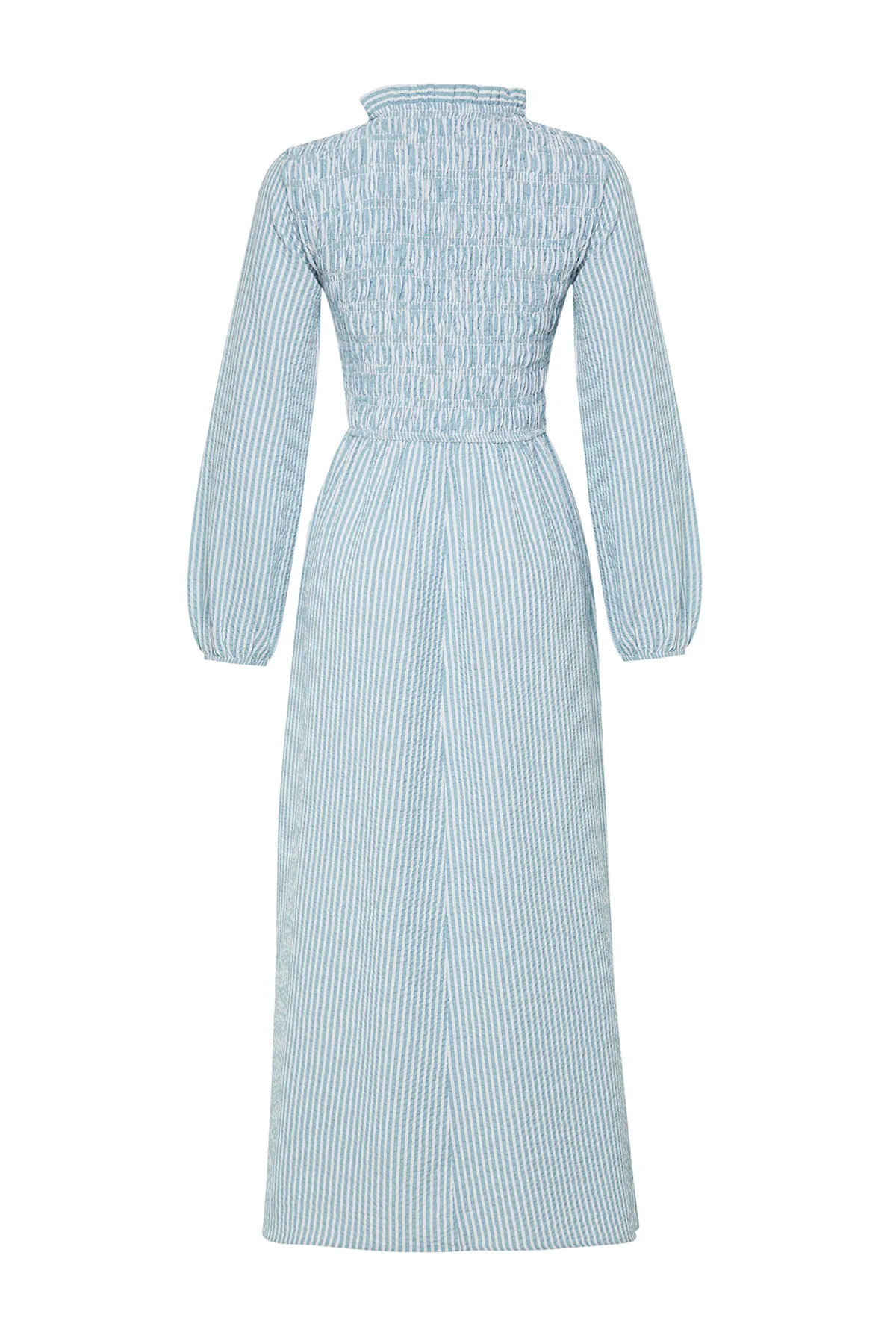 Trendyol Modest  Grün gestreiftes Gipe-Webkleid mit detaillierten Details TCTSS24EB00082