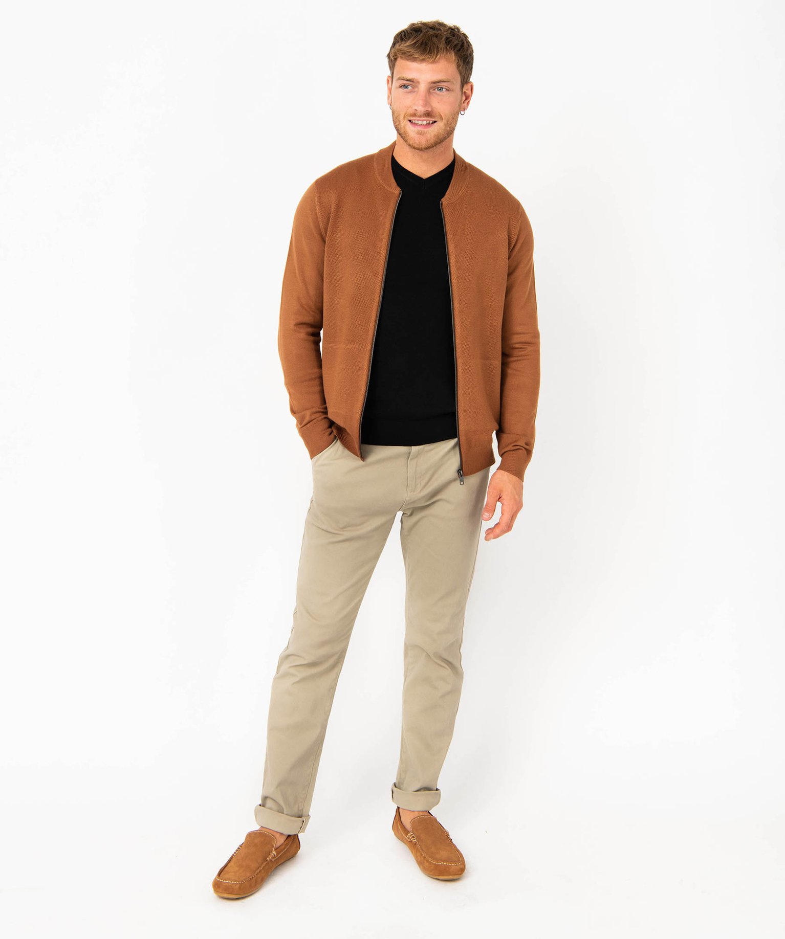 Pantalon chino en coton stretch homme beige | GEMO