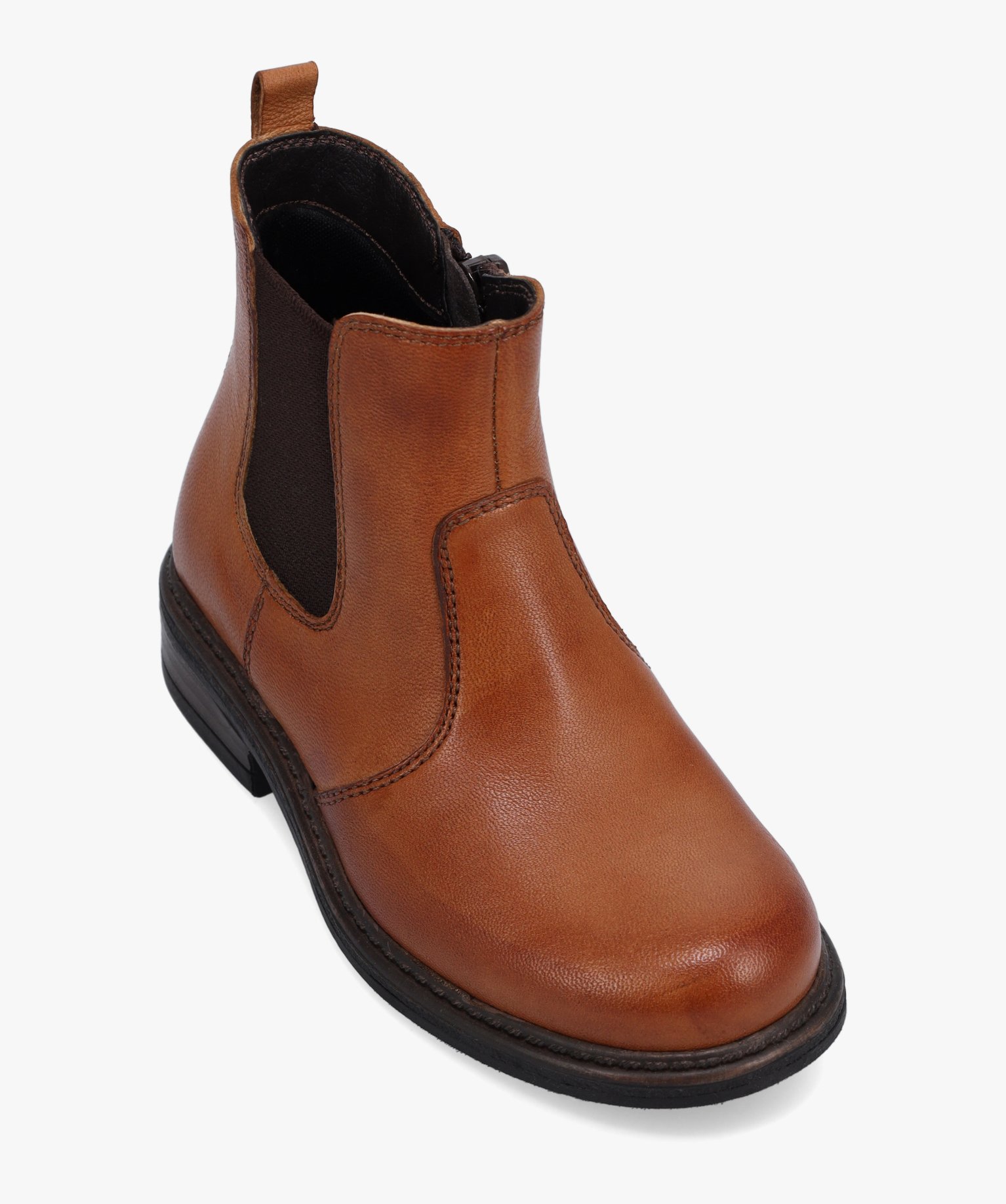 Boots fille style Chelsea unies dessus cuir - Tanéo camel | GEMO