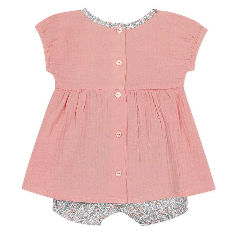 Ensemble bloomer rose imprimé Liberty naissance Absorba