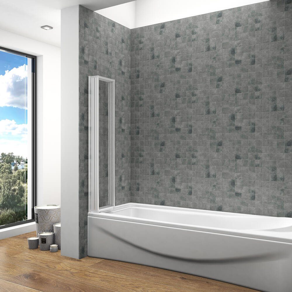 duschspa Badewannenaufsatz Glaswand Faltwand Badewannenaufsatz Duschwand auf Badewanne 120x140cm, Einscheibensicherheitsglas, (Set), Breite 120 cm, Glas
