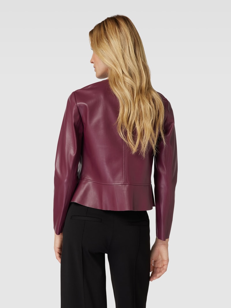 Jacke in Leder-Optik in bordeaux rot