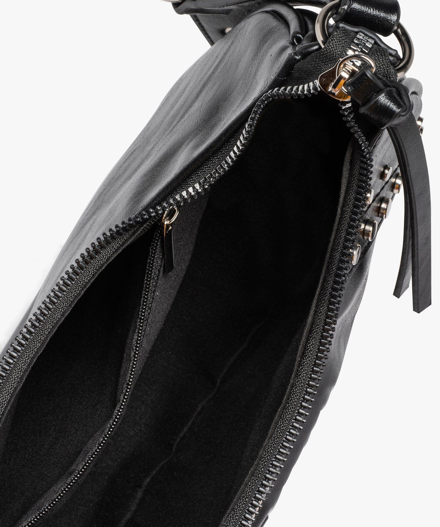 Sac besace femme demi-lune look rock noir | GEMO