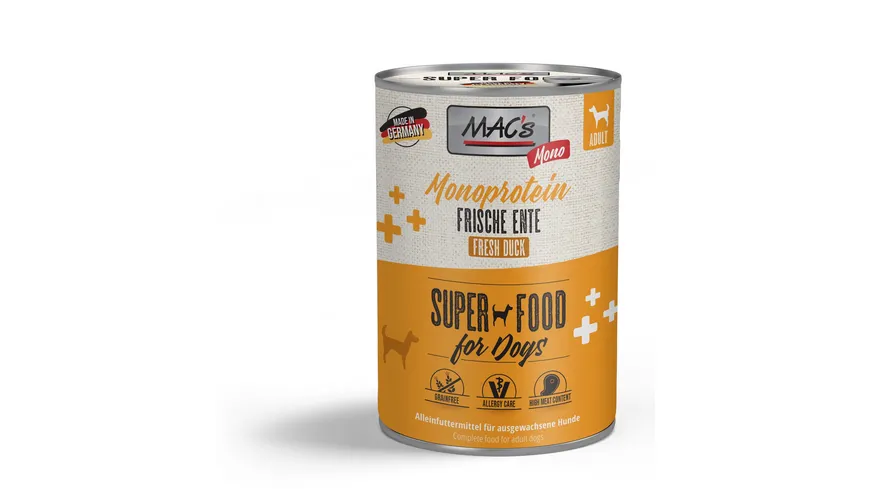 MAC's DOG Hundenassfutter Monoprotein Frische Ente 400 g