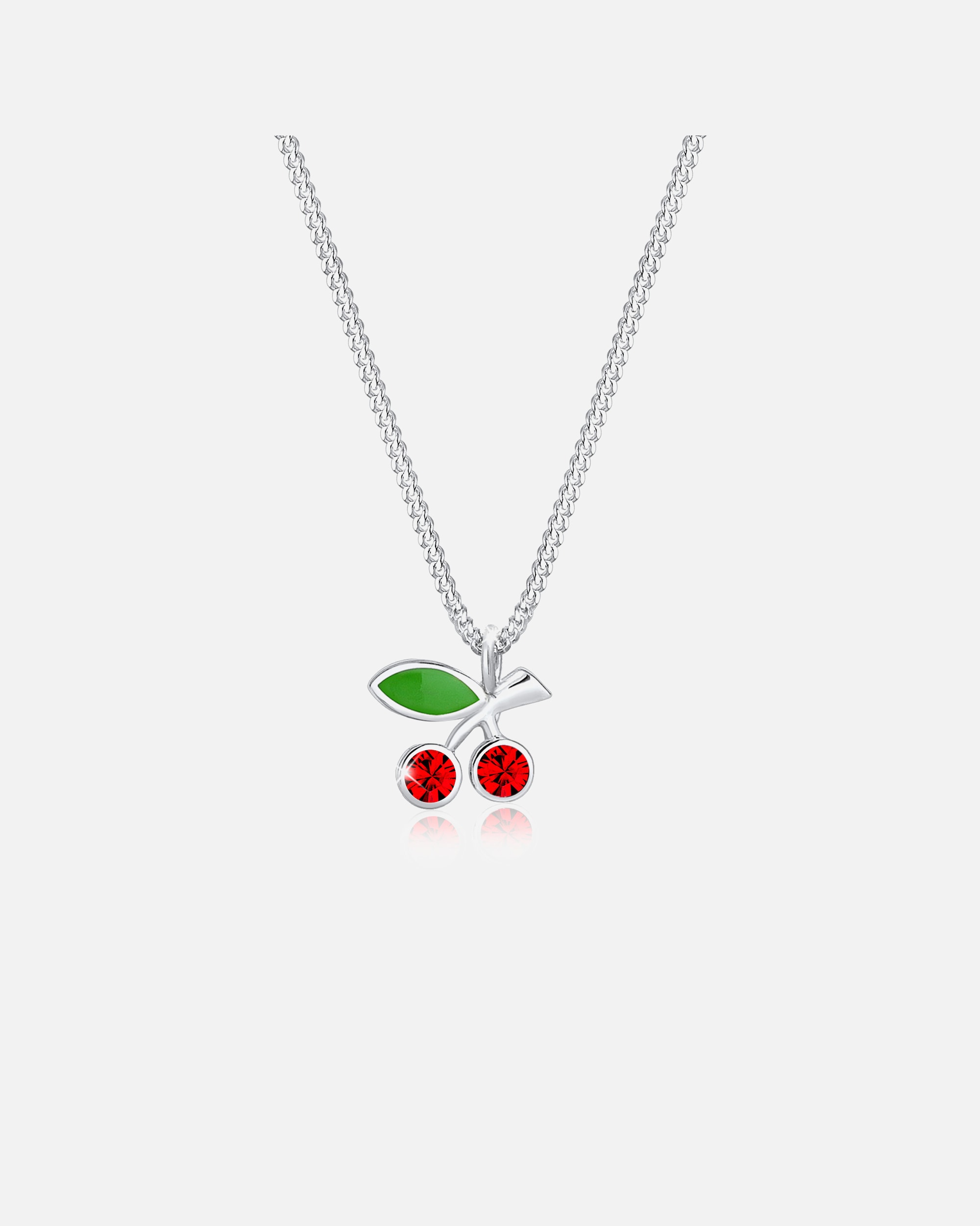 Privjesak Elli Cherry s kristalima, slatka dječja ogrlica - (925/1000) srebro