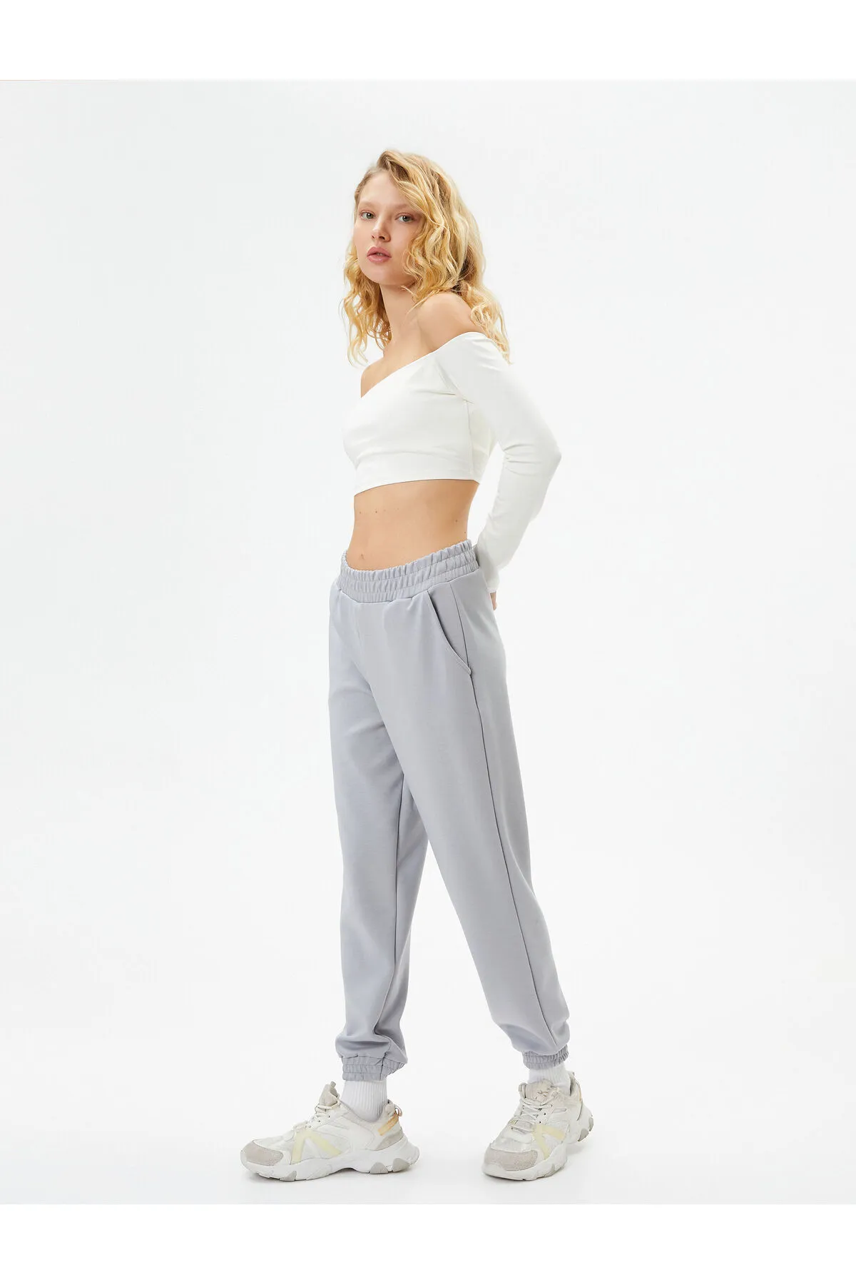 Koton  Jogger Sport Jogginghose Hohe Taille Tasche Modal Stoff Weiche Tuşe Strukturierte