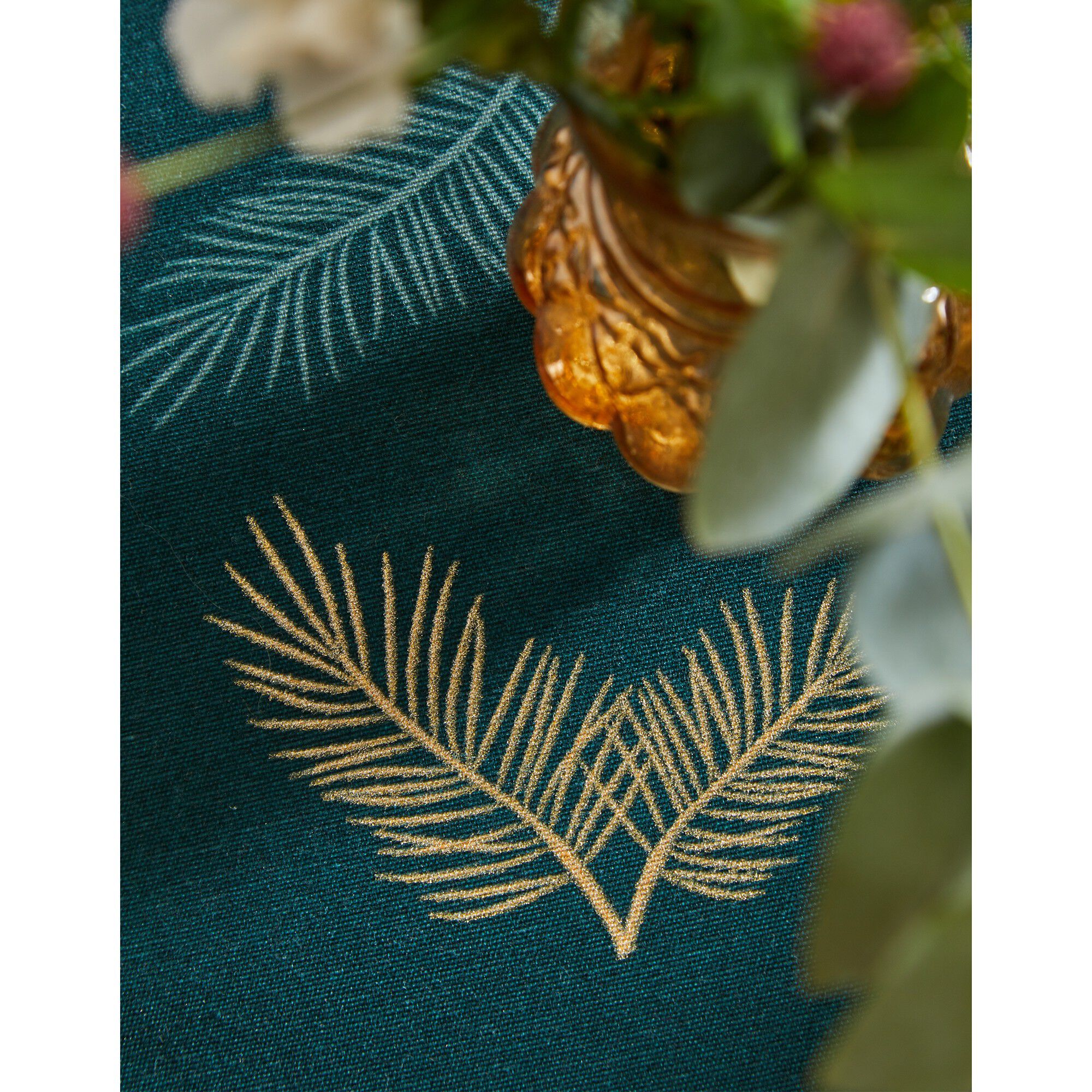 Nappe imprimée feuillage doré