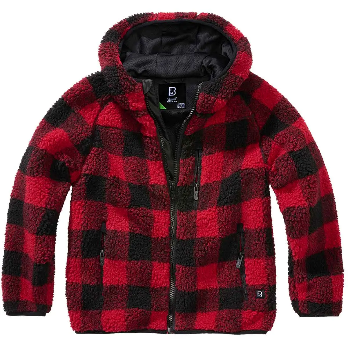Kinder Teddyfleece Jacke rot-schwarz