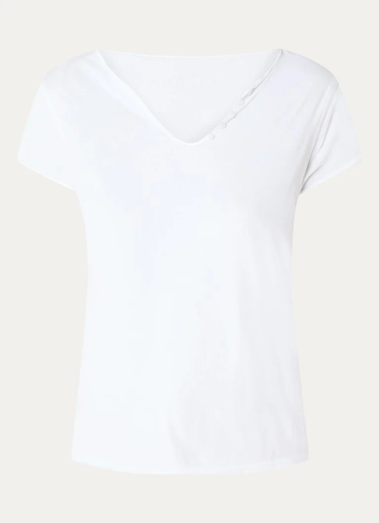 Tricou Zadig&Voltaire Henley din bumbac organic cu detalii perforate.