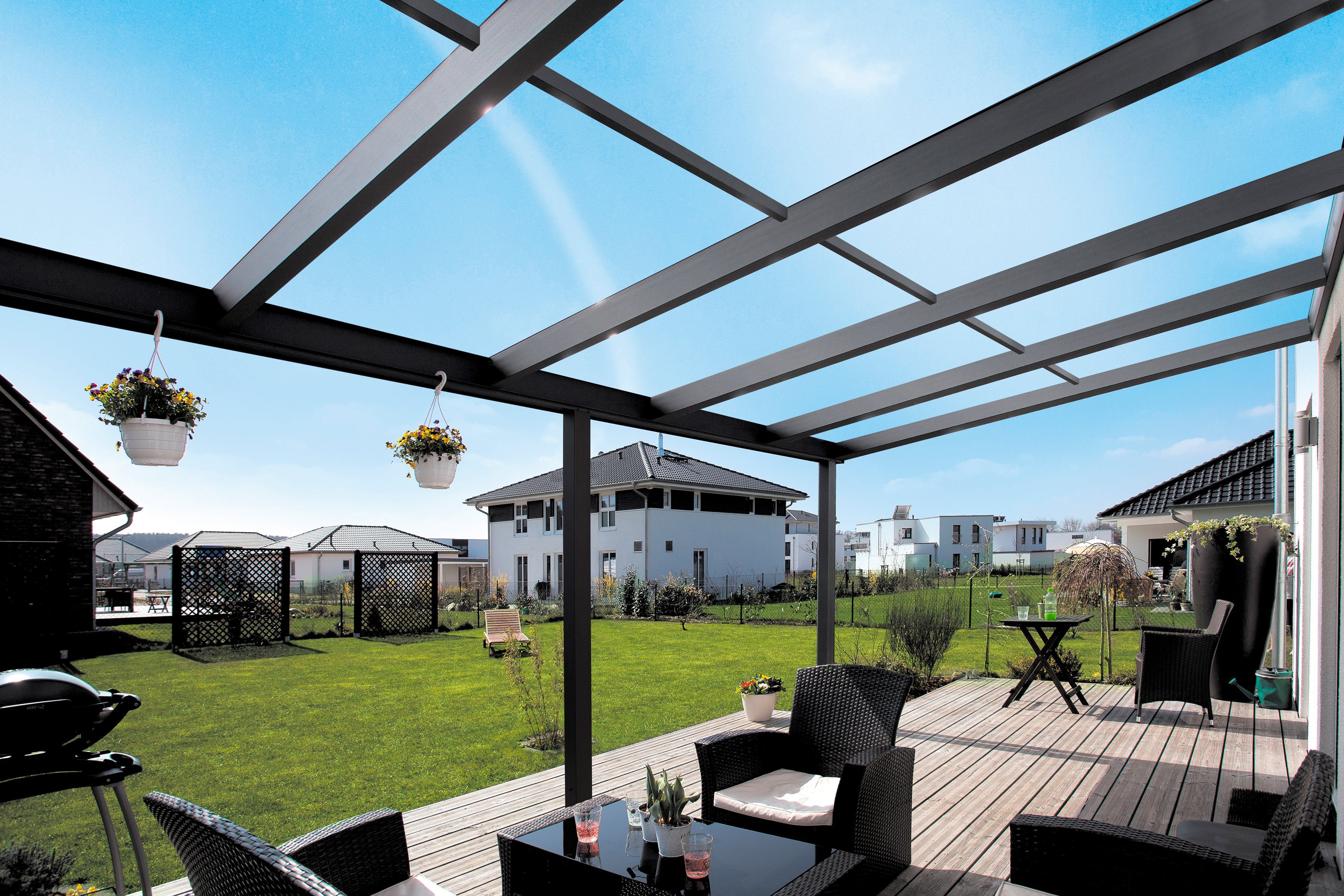 Skanholz Terrassendach Monza, BxT: 648x307