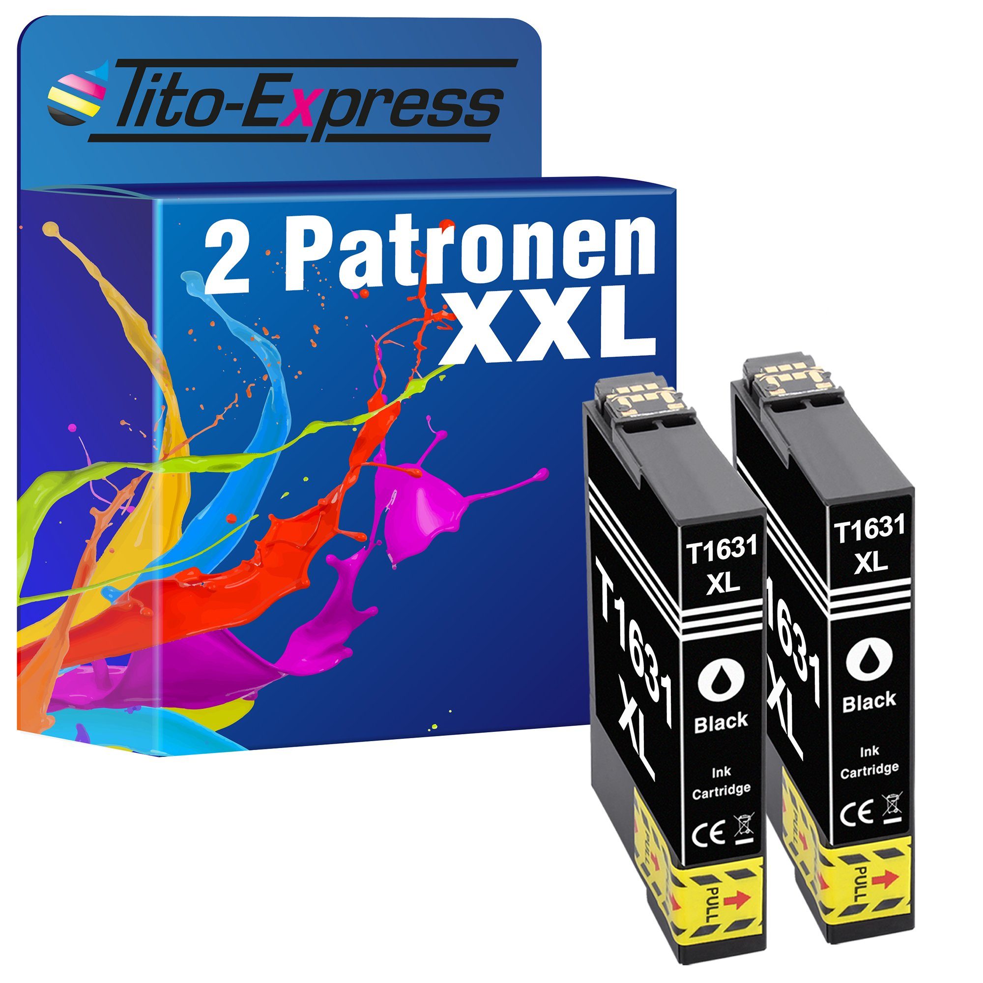 Tito-Express 2er Set ersetzt Epson T1631 EpsonT1631 16XL Black Tintenpatrone (für WF-2630WF WF-2650DWF WF-2750DWF WF-2510WF WF-2010W WF-2660DWF)