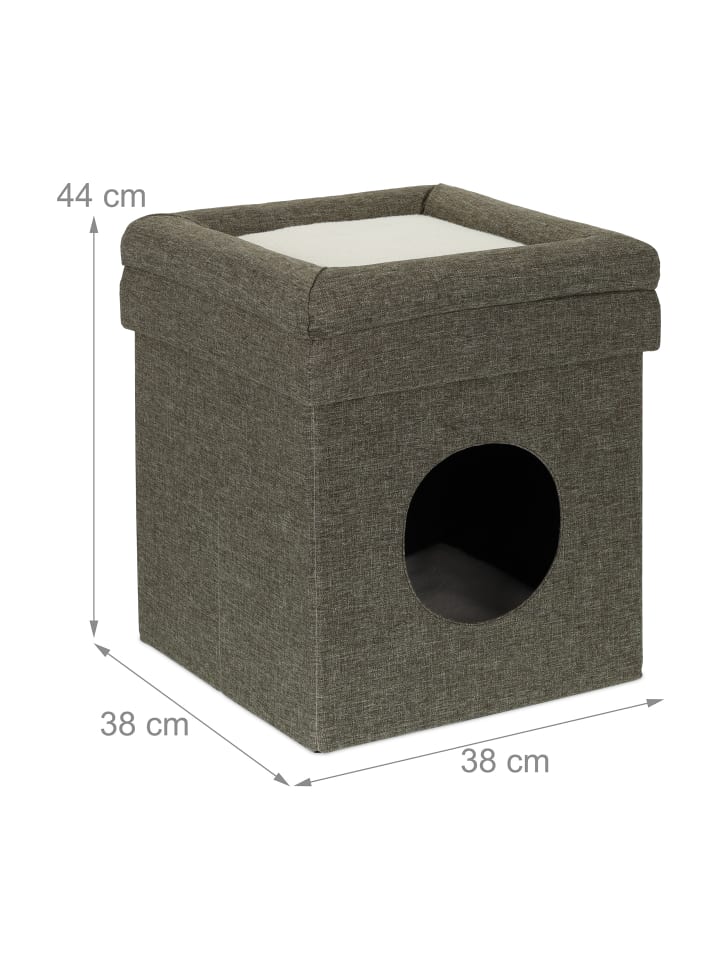 relaxdays Katzenhöhle in Grau/ Weiß - (B)38 x (H)44 x (T)38 cm günstig kaufen onesize