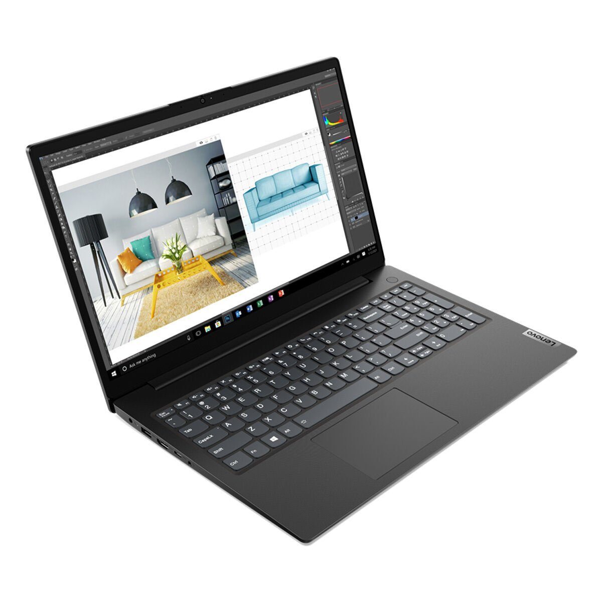 Lenovo V15-IJL, 8GB RAM, Notebook (39,00 cm/15.6 Zoll, Intel Celeron N4500, UHD Grafik, 0 GB HDD, 256 GB SSD, Windows 11 Pro und inkl. Microsoft Office 2021 Professional)