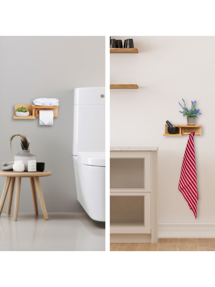 relaxdays Toilettenpapierhalter in Natur günstig kaufen onesize